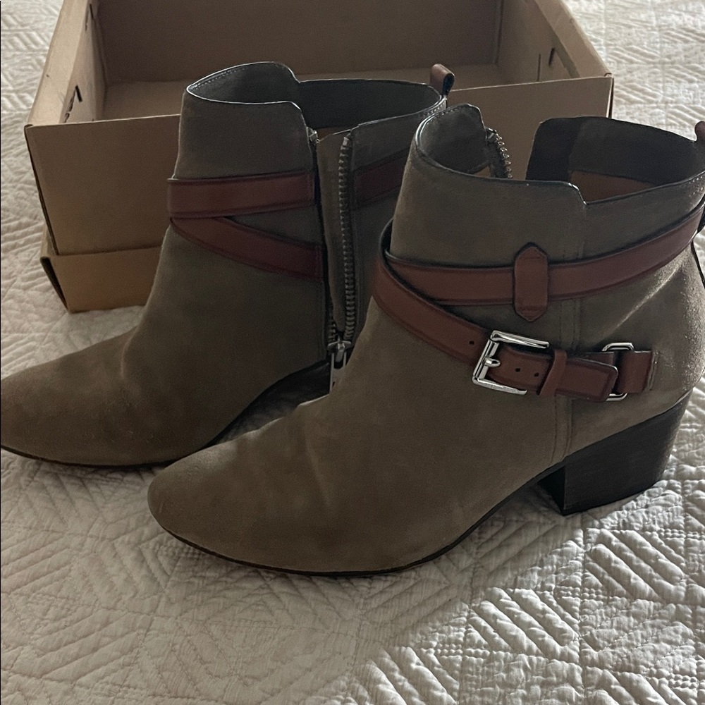 Coach Brown Ankle Boots with Buckle Detail